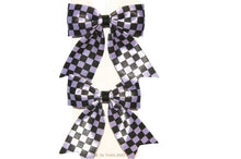 Load image into Gallery viewer, Checked Bow Hair Clips (Various Colours)
